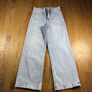 Gap Jeans Womens 8 Tall Light Wash Blue High Rise Wide Leg Stride Ankle Stretch